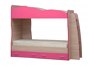 Кровать детская двухъярусная Юниор 1.1 розовая