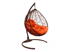 Кокон Капля ротанг оранжевая подушка