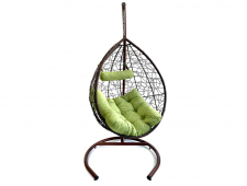 Подвесное кресло Крит коричневое подушка зеленая